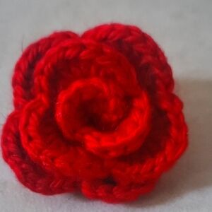 Handcrafted Red Crochet Flower